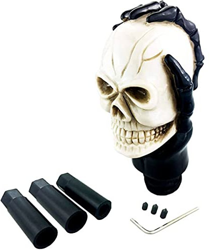 Auto Schaltknauf,Schädel Kopf Auto Schaltknauf Schaltknüppel Skull Totenkopf Schaltknauf Schalthebelknauf Manueller Automatik Schalthebel Schaltknauf Kopf Autozubehör,Beige