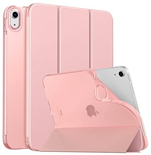 MoKo Coque pour iPad (A16) 11ème/iPad 10ème Gén 2025/2022, Or Rose | Translucide Coque Folio Intelligente de Protection Légère avec Dos en TPU Souple avec Réveil/Sommeil Auto Support Touch ID
