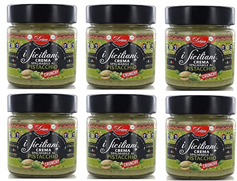 Dolgam I Siciliani Crema Spalmabile al Pistacchio Crunchy Pistacho crujiente crema de pistacho con pistachos picados, 200 g, sin aceite de palma, sin gluten