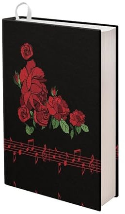 Kuiaobaty Rote Rosen Buchhüllen für Bibel, Musikpersonal, bedruckt, Stoff, Buchschutz für neuartige Standardgröße 27,9 x 21,4 cm