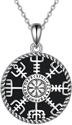 CUPENDA Wikinger Kompass Halskette Sterlingsilber Vegvisir-Anhänger Halskette Schmuck Geschenk für Damen