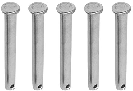 M METERXITY 5 Pack Clevis Pins - Flat Head Stainless Steel Round Clevis Pins Fastener, Anti Resistance, Apply to Mechanics Repair (M8 x 80mm, Silver Tone)