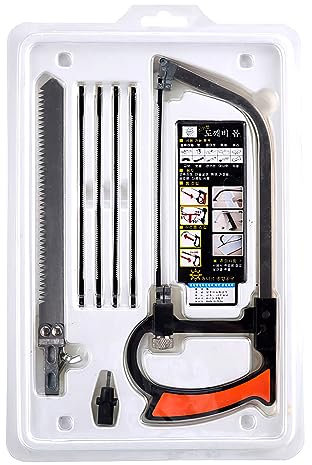 BouGPeng Handsäge Bügelsäge Set Multifunktions Universal Metallsäge HSS Stahl Sägeblätter Metallsägebogen Mini DIY Hand-Sägen Holzbearbeitung Werkzeug zum Schneiden von Holz Sperrholz Glas Metalle