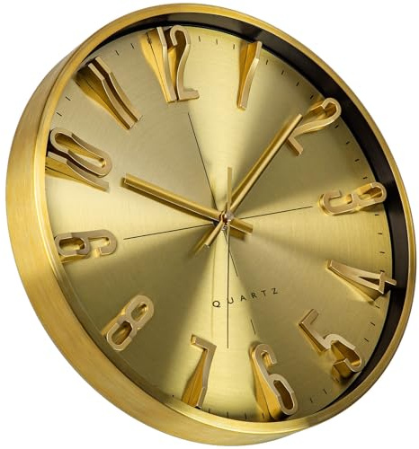 Warminn küchenuhr Wanduhr Ohne Tickgeräusche Modern 30cm | 3D-Zahlen Groß Wanduhr Lautlos Quarz Batterie Betriebene Einfach zu Lesen für Wohnzimmer Küche Schlafzimmer Büro Schule