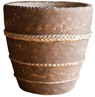 Ornamento Decorativo Tiesto Terracota Maceta florero del Arte Hecho a Mano Cilindro (Size : 24 * 23.5cm)
