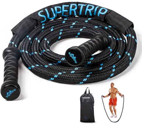 Supertrip Upgrade Gewichtete Springseil Erwachsene Fitness,Zweite Generation 360°Rotating Griffe Schweres Springseil für Ganzkörper-Muskeltraining,3.21/3.38/3.41Pfund Seilspringen fur Frauen Männer
