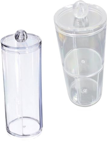 POPETPOP 2pezzi Scatola Acrilica Per Dischetti Di Cotone e Cotton Fioc Con Coperchio Protettivo Organizer Cosmetici Compatto e Resistente Per Bagno e Make up