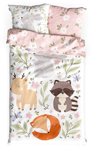 Bärenwerke MB 1020 R Kinderbettwäsche Tiere 135x200 cm - 100% Baumwolle, Reißverschluss, maschinenwaschbar, 2-teiliges Bettwäscheset für Kinder