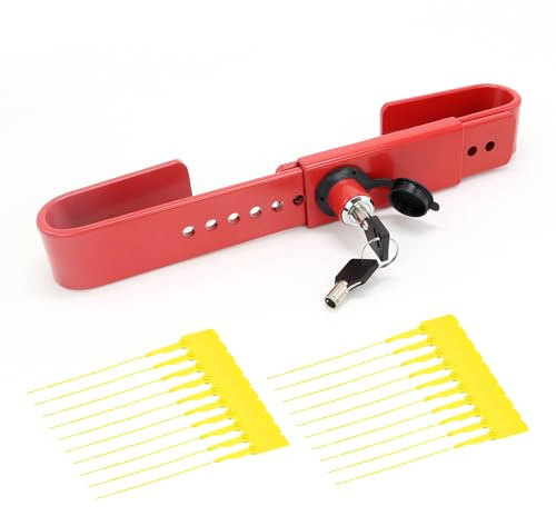 QZATTCAEN Steel Cargo Door Lock/Shipping Container Lock with 2 Tubular Keys and Rubber Cover Adjustment Range: 9 - 18 Color-Red