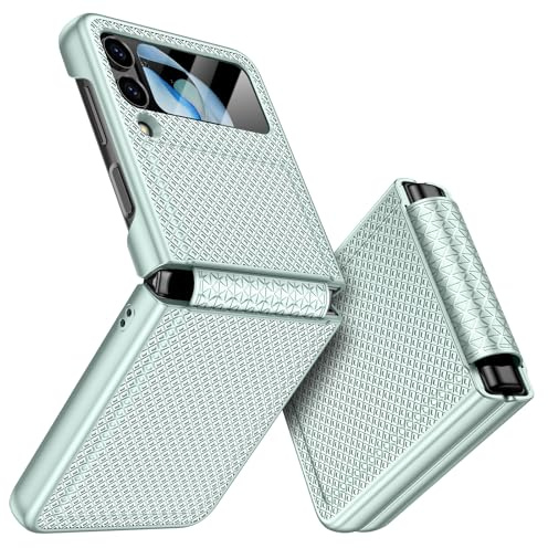 Doeshine Custodia per Samsung Z Flip 4, Protezione Dello Schermo Posteriore e Cerniera, Slim Fit, Stylish Texture, Hard Shockproof protettiva Cover Case per Galaxy Z Flip 4 2022 (Menta)