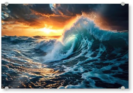 artboxONE Acrylglasbild 60x40 cm Natur Welle im Abendlicht Bild hinter Acrylglas - Bild Welle Meer Natur