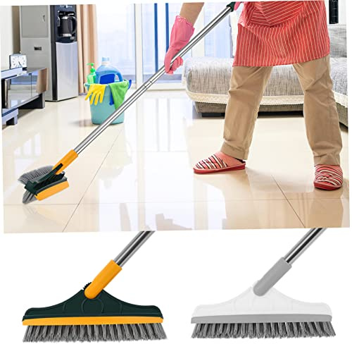 Zerodeko 3-in-1 Floor Brush with Long Handle Adjustable V-shaped Cleaning Brush for Grout Bathroom Kitchen Use Yellow Green 110 * 23 * 8mm