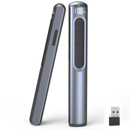 Presentador, Potente Puntero Láser, Inalámbrico de 2,4 GHz, Puntero Láser Rojo, Indicador de Carga, Tiempo de Espera de 100 Días