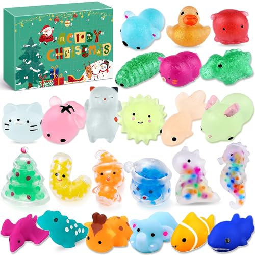 Lubibi Toy Advent Calendar 2025, Mochi Squishy Toy Set, 24 Days Countdown Christmas Advent Calendar Stress Relief Sensory Gifts, Christmas Surprises Gift For Boys Girls 3 4 5 6 7+12 Years Old