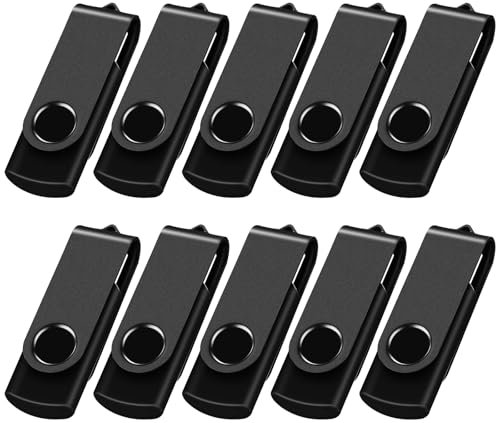 AreTop 4GB USB Flash Drive 10 Pack USB 2.0 Thumb Drives Memory Stick Swivel Jump Drive USB Stick for Storage and Backup (10 Pack 4GB, Black)