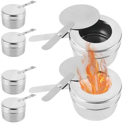 BYZESTY 6 Pièces Récipients À Pâte Combustible, Récipient pour Pâte À Combustible, Support De Brûleur Rcipients Pte Combustible en Acier Inoxydable Brûleur À Alcool pour Buffet, Fondue, Camping