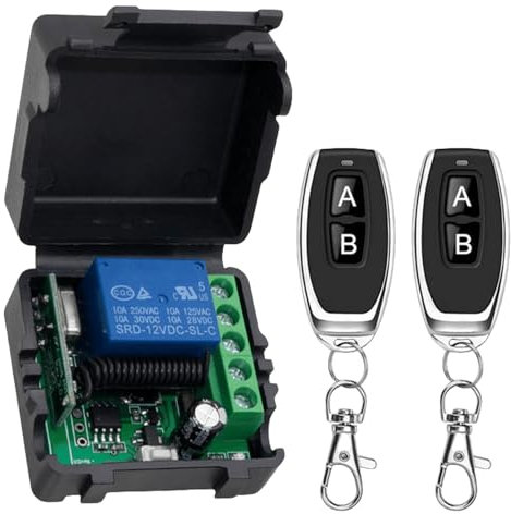 Interrupteur à télécommande sans fil, 5 V, 12 V, 24 V, 30 V, avec 2 télécommandes, 1 canal de relais de commande radio, récepteur de relais de porte de garage, télécommande universelle, contrôleur de