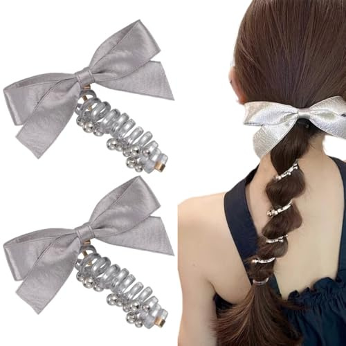 2 Stück Haargummi, Telefonkabel haargummi elastisch Haarband, Liebesspiral-Stirnband, Spirale Telefonkabel groß Anti Spliss Zopfgummi Fitness Haarband Haargummi Spiral klein für Mädchenn und Dame