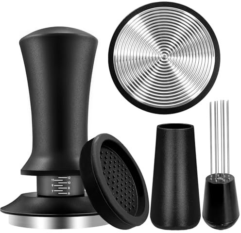 WwuHua Tamper 51 mm, Wdt Tool Espresso, Tamper con base Ripple, strumento Wdt da 0,4 mm con 8 aghi per espresso, set da barista per barista, set di accessori per stazione di tamper