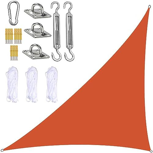 Orange Waterproof UV Block Sun Sail Shade Canopy 3m x 4m x 5m with Fixing Kit Ideal for Picnic Camping and Garden Sunshade