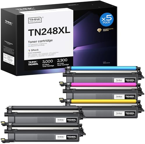 Timink TN248XL TN248 Toner Kompatible für Brother MFC-L3740CDW | TN-248 für MFC-L3760CDW L3740CDWE DCP-L3560CDW HL-L3240CDW MFC-L8390CDW HL-L3220CWE. Schwarz Cyan Magenta Gelb, 5er-Pack