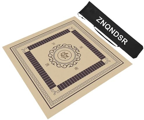 ZNQNDSR Quadratische Mahjong-Tischmatte Mit Regeln, Mahjong-Spielmatte Mit Aufbewahrungstasche, Mahjong-Matte Für Kartenspiele, Brettspiele(Beige,80cm/31in)