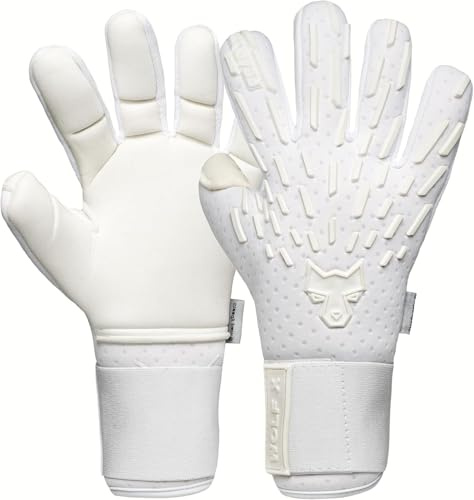 FEARLESS GOALKEEPERS Wolf X Snow Handschuhe - Atmungsaktive Torwarthandschuhe, Rutschfester Griff, Negativschnitt und Gefühl Zweiter Haut - Für Erwachsene & Kinder