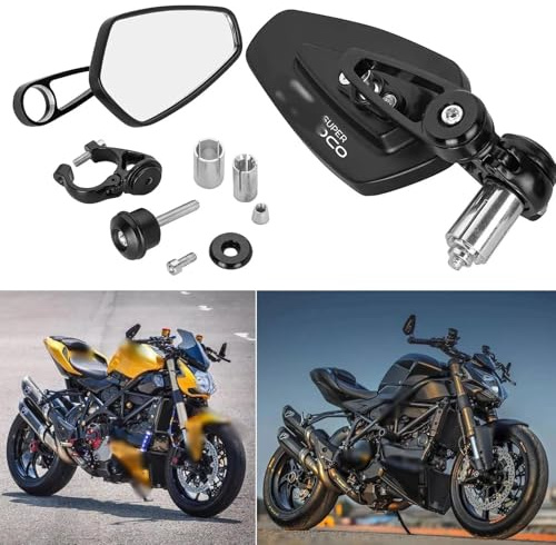 HYRHEV Espejos retrovisores Motocicleta para Super SOCO TC Max/50/Wanderer TS 50, 2 Unidades, Extremos de Manillar CNC, Color Negro Motorcycle Rearview Mirror(Orange)
