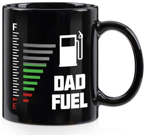 Joymaking Funny Mug Dad Fuel Gifts for Men New Dad Gifts from Daughter Son Coffee Cup for Birthdays, Father’s Day Christmas, 11 oz Black