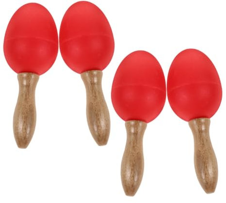 DECHOUS 2paare Maracas-rasseln Aus Holz Eier-maracas Für Junge Mädchen Musik-shaker Tamburin-shaker Diy-shaker Musikalische Percussion-maracas Für Sensorische Entwicklung