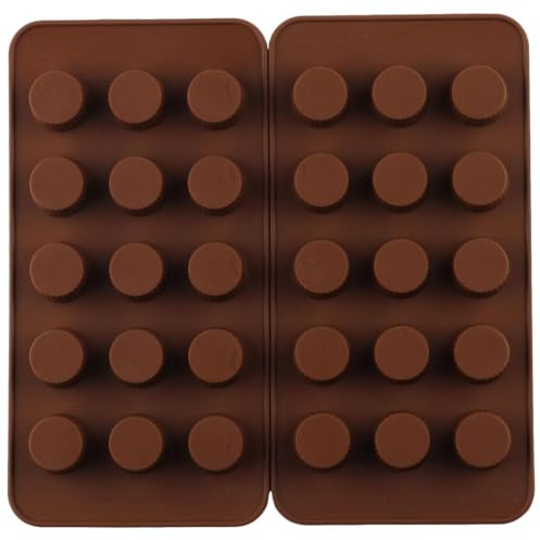 AIBOYA 15 Cavity Ribbed Round Cup Silicone Candy Molds Set Of 2