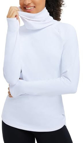 baleaf Thermal Shirts for Women Turtleneck Long Sleeve Top Fleece Ski Base Layer Warm Winter Clothes White M