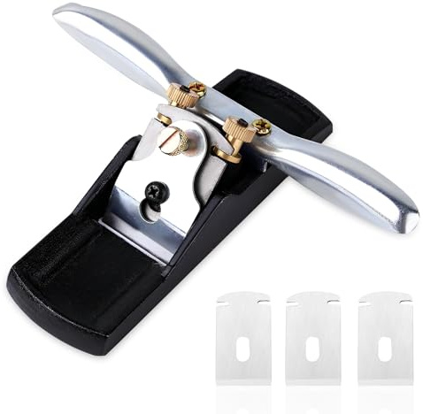 Hand Wood Plane, Portable Small Wood Planer for Doors with 3 Extra Blades, Block Planes for Wood, 40mm Width & 2mm Cutting Depth, for Woodworking Home Door Furniture