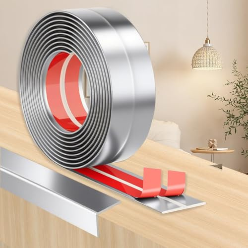 Modanatura decorativa autoadesiva Paraspigoli Muro, Profilo Angolare PVC per Muro, Piastrelle, Porte, Finestre, Bagno (Argento, 2cm x 4m)