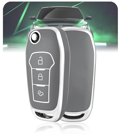 LELNOOS Autoschlüssel Hülle, Silikon Schlüsselhülle Schutz Schlüsselcover für Ford Fiesta Puma Ka Kuga Focus Ecosport Transit Tourneo Courier Connect Custom Mondeo Ranger Edge Explorer Galaxy