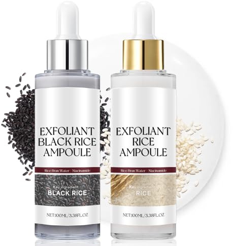 Peel Shot Glow Rice Ampoule Duo, Peeling Gesicht mit Schwarzem & Weißem Reis, Peeling-Lösung für strahlendes Hautbild & glatte Poren, Feuchtigkeitsspendende Mitesserentferner für alle Hauttypen (2PCS)