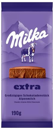 Milka Extra Alpenmilch Schokolade, 190 g | Große Portion cremiger Alpenmilchschokolade, perfekt für genussvolle Momente