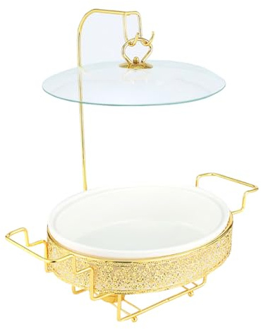 Juego de platos para buffet con tapa colgante, freidora de 2 litros para entretenimiento y catering, equipo de servicio de mesa de comedor