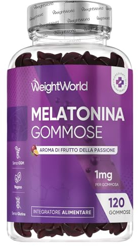 Melatonina Gominolas 1mg,120 Unidades Con Vitamina B6 y Sabor Natural a Fruta de la Pasión-Gummies para 4 Meses, Melatonina Contribuye a Reducir el Tiempo para Conciliar el Sueño, Veganas y Sin Gluten