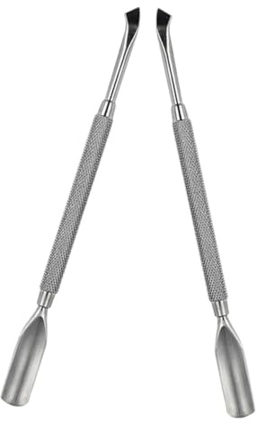 Hemobllo Empujadores De Cutículas De Acero Inoxidable Doble Punta 2 Piezas Para Manicura y Pedicura Profesional Cuidado De Uñas Limpieza De Piel Muerta Portátil
