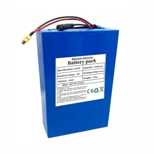 52V Batteries Au Lithium pour Vélos Électriques 75Ah 14S7P Haute Capacité E-Bike Batterie Batteries Lithium-ION Étanches en PVC Piles avec Chargeur XT90