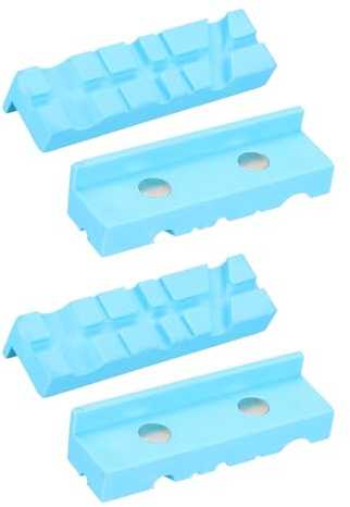 sourcing map 2 Set Vise Jaw Pads 4 Rubber Magnetic Vise Soft Jaws Standard Anti-Scratches Vice Covers Tools for DIY Making Woodworking Clamping Plumbing, Blue