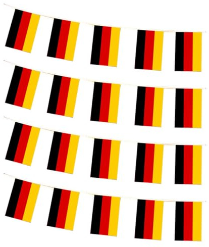 CATZUM 1 Guirlande de Drapeaux allemands (20 fanions), idéale pour Les fêtes, la fête Nationale, Les matchs de Football, la Coupe du Monde et Le Championnat d'europe (5 mètres)