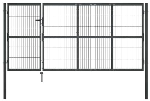 Massbinet Gartentor Doppelflügel Gartentore 3 Schlüssel im Lieferumfang enthalten Anthrazit 350 x 120 cm