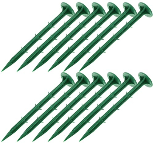 TIDTALEO Estacas de Jardín de Plástico Verdes 16 Cm, 100 Unidades, Clavos para Fijación de Césped Artificial, Lonas y Redes, Herramientas para Soporte de Plantas y Carpas en Jardinería