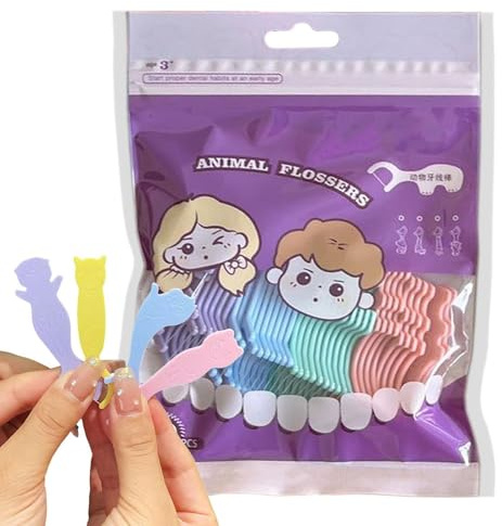 Filo Interdentale a - 40 Strumenti Dentali a Forma di Animale - Filo Interdentale per Bambini | Per Casa Ufficio Scuola Dopo Pasto Viaggio Famiglia Ragazze Ragazzi Bambini