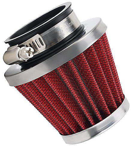 AHL 1 x 42mm Hohe leistung Luftfilter 42mm Motorrad Luftfilter Clamp Gummi Sportluftfilter Rot