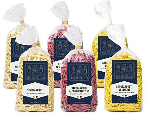 Terre Dei Trulli Tris di Strozzapreti - 6 Confezioni Da 500g | Pasta Artigianale Tradizionale 100% Italiana | Pasta Di Semola Di Grano Duro | Made In Italy