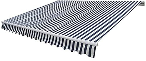 Gelenkarmmarkise Handbetrieben,Markise Sonnenschutzmarkise Wasserdicht Gelenkmarkise Sonnenmarkise Sonnenschutz für Draussen Terrasse Balkon,300 cm Blau/Weiß(Leicht Zusammenzubauen)