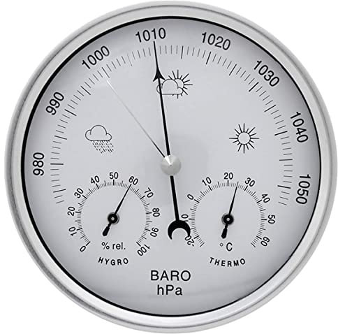 zalati Analogico Barometro Termometro Igrometro con Telaio In Acciaio Inox 3 in 1 Stazione Meteo per Interni ed Esterni